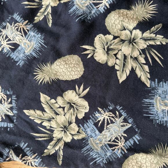 Puritan Navy Blue Hawaiian Print Button Down Shirt XL - Picture 8 of 9